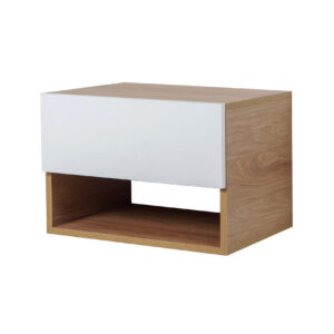 Mesa de luz flotante murano 1c hickory blanco tx - 1 caja