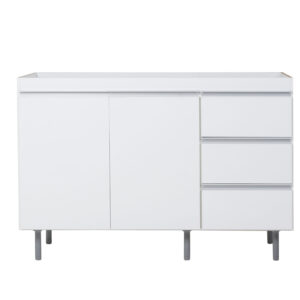 Bajo mesada arco 1.20 c/3caj blanco aluminio - 1 caja