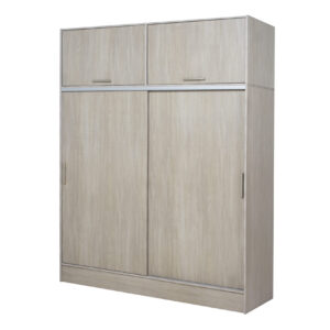 Placard Tana Piu Alti 2 ptas Corred c/ baulera Fresno Blanco - 3 cajas